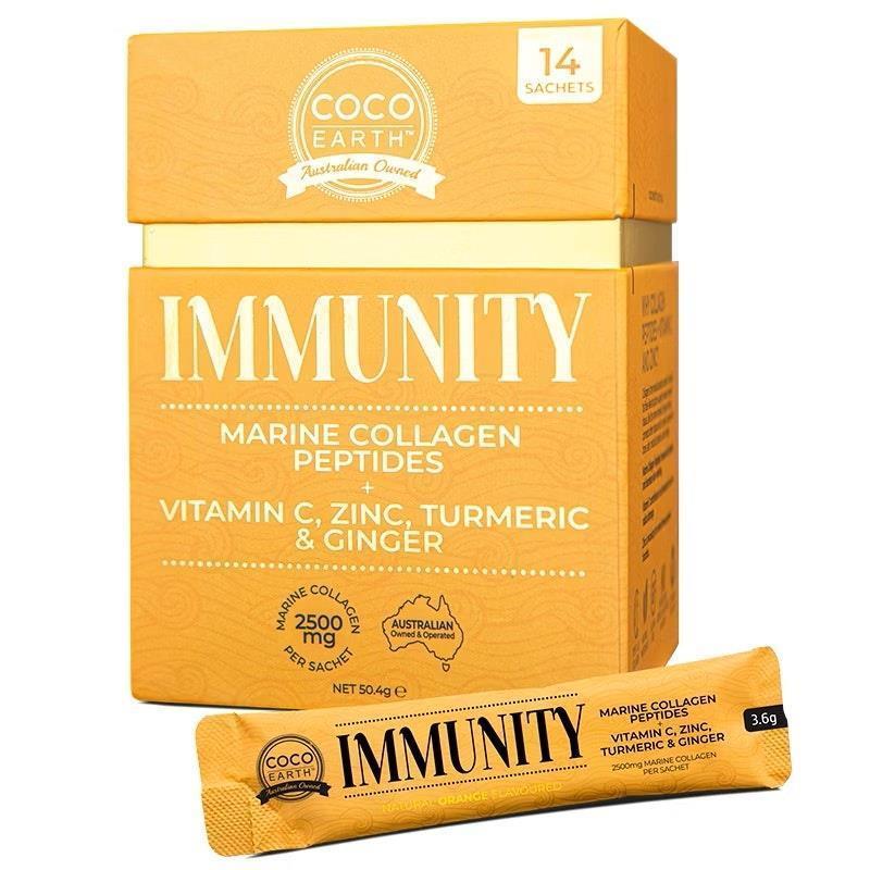 COCO EARTH Marine Collagen + Immunity 14 Sachets 2 Pack