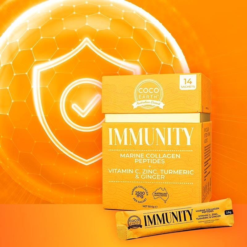 COCO EARTH Marine Collagen + Immunity 14 Sachets 2 Pack
