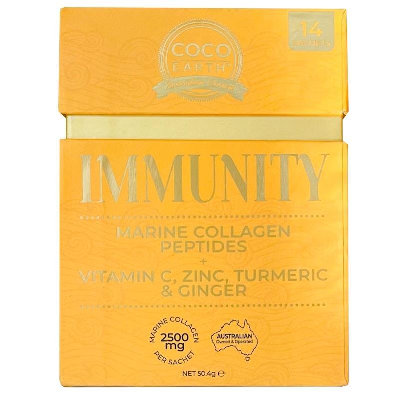 COCO EARTH Marine Collagen + Immunity 14 Sachets 2 Pack
