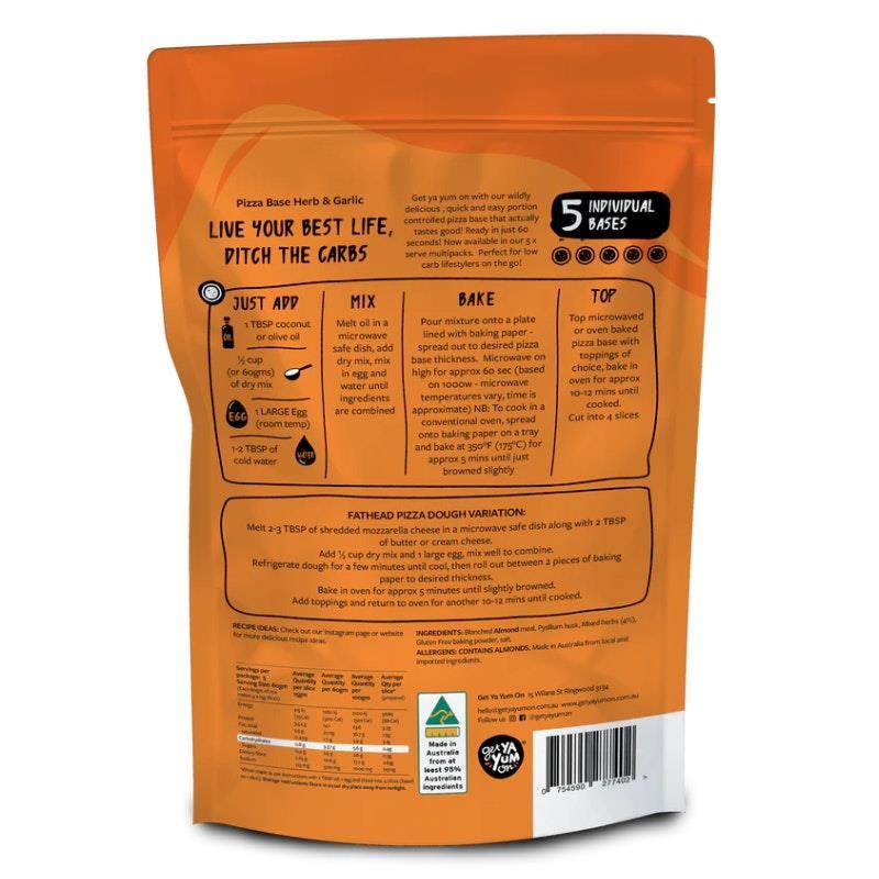 Get Ya Yum On-Pizza Base - Herb and Garlic 300g