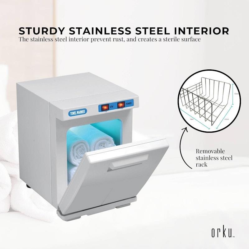 Orku 5L White Electric Hand Towel Warmer Mini UV Steriliser Cabinet Salon Heater 1Unit