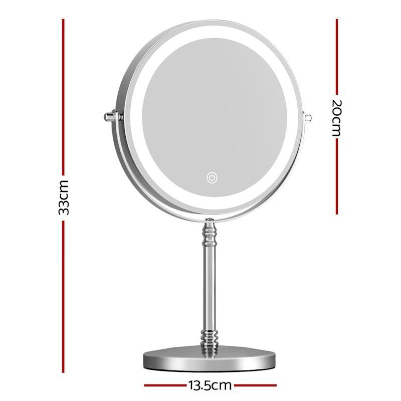 Embellir Makeup Mirror 20x20cm 10X Magnifying with LED Light Rotation Tabletop 1Unit