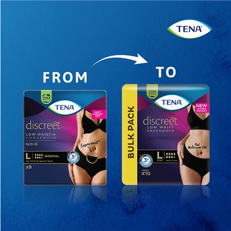 Tena Pants Discreet Black Large 10 Pack