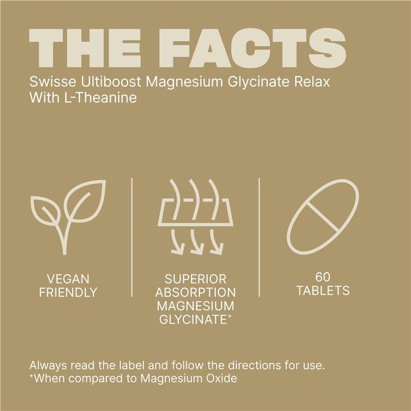 Swisse Ultiboost Magnesium Glycinate Relax + L-Theanine Day 60 Tablets