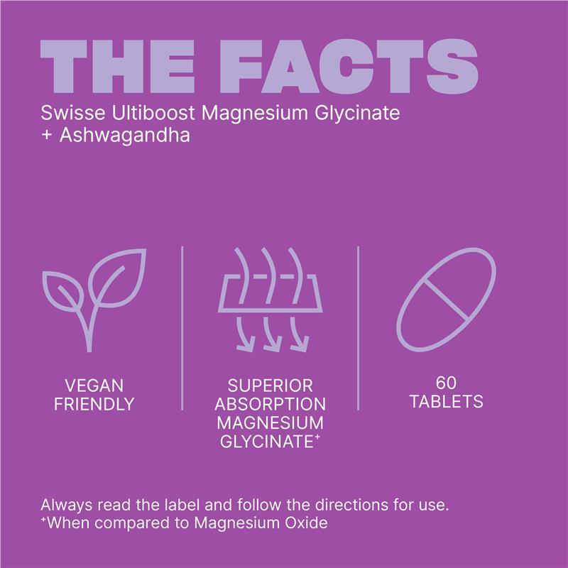 Swisse Ultiboost Magnesium Glycinate + Ashwagandha Night 60 Tablets