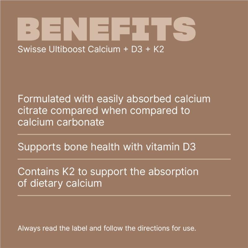 Swisse Ultiboost Calcium+D3+K2 180 Tablets Exclusive