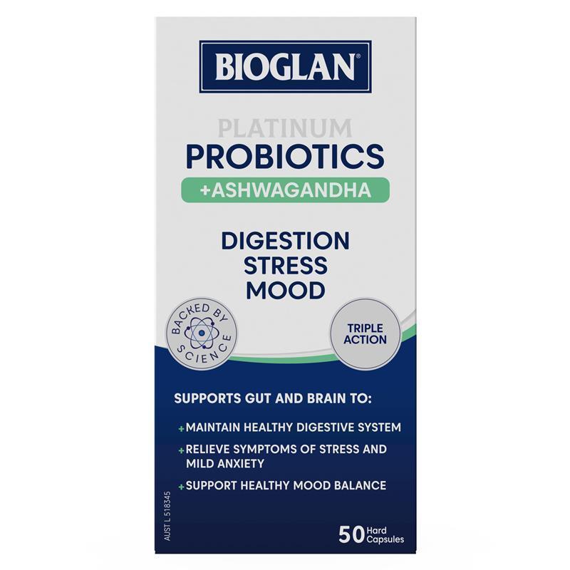 Bioglan Platinum Probiotic + Ashwagandha 50 Capsules