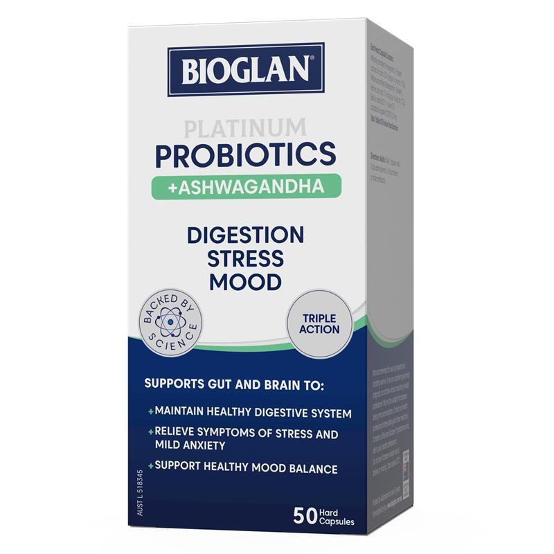Bioglan Platinum Probiotic + Ashwagandha 50 Capsules