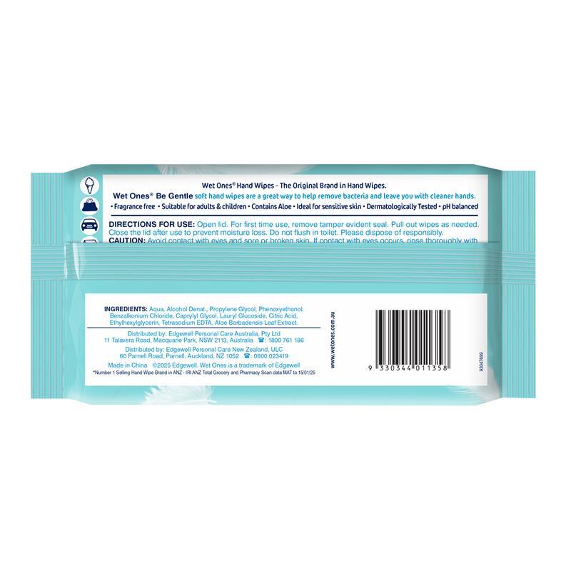 Wet Ones Be Gentle Sensitive Antibacterial Wipes 120 Pack Exclusive Size