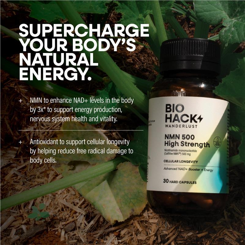 BioHack Wanderlust NMN 500 High Strength 30 Capsules