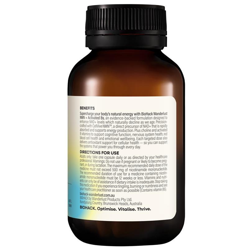 BioHack Wanderlust NMN + Activated Bs 30 Capsules