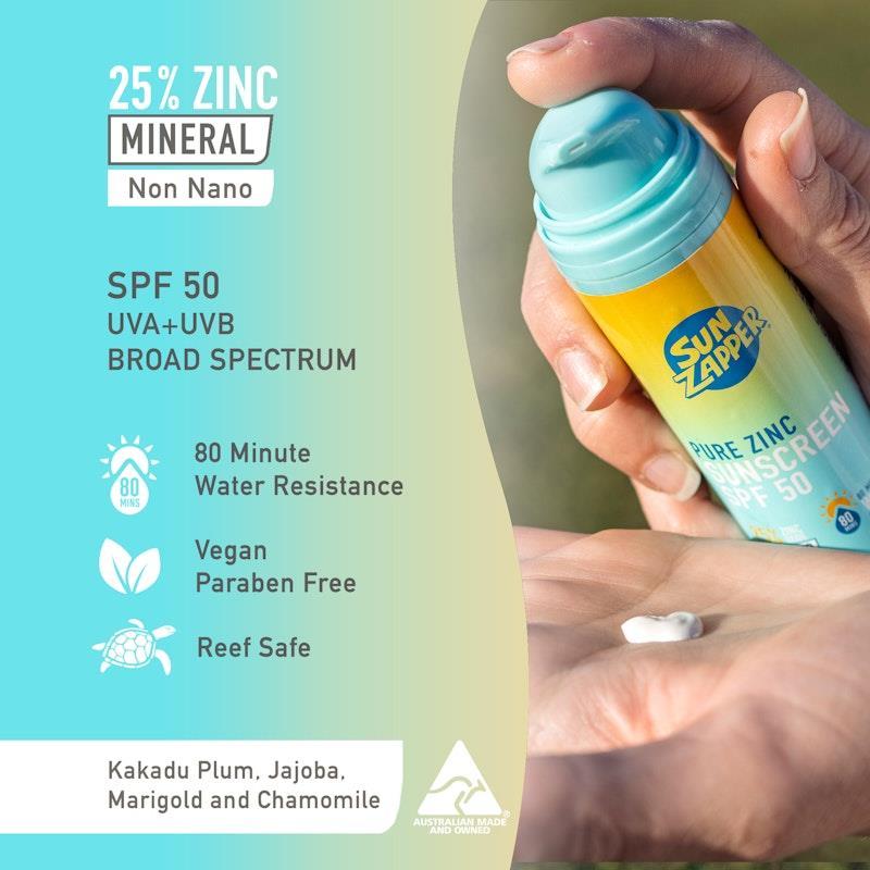 SUN ZAPPER Pure Zinc Sunscreen Cream SPF 50 100g