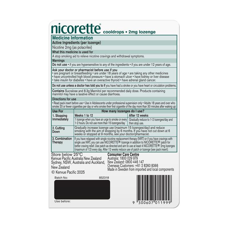 Nicorette Cooldrops Icy Mint 2mg 40 Lozenges