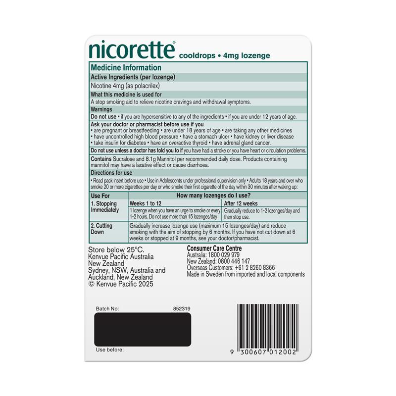 Nicorette Cooldrops Icy Mint 4mg 40 Lozenges