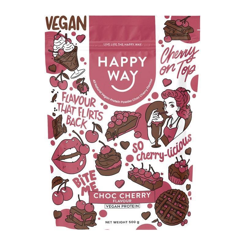 Happy Way Choc Cherry Vegan Protein Powder 500g