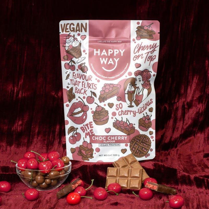 Happy Way Choc Cherry Vegan Protein Powder 500g