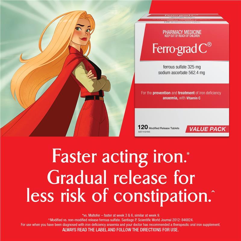 Ferro-Grad Iron & Vitamin C 120 Tablets Exclusive Size