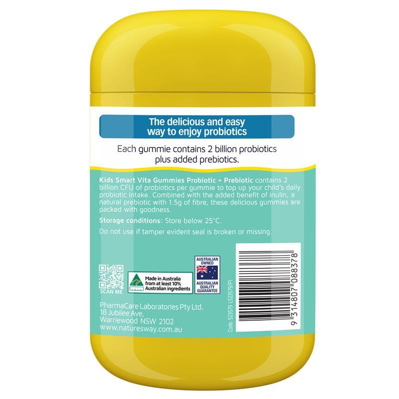 Nature's Way Kids Smart Vita Gummies Probiotic + Prebiotic 90 Pastilles