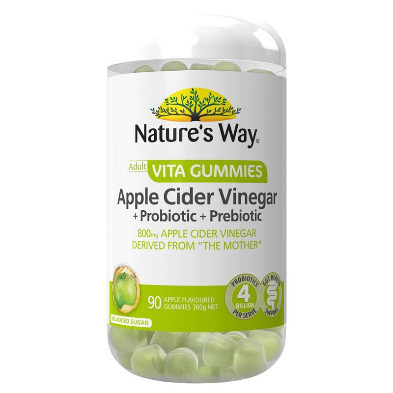 Nature's Way Adult Vita Gummies Apple Cider Vinegar + Probiotic + Prebiotic 90 Pastilles Exclusive Size