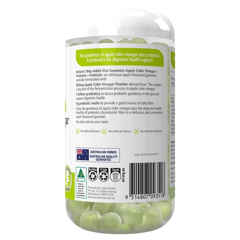 Nature's Way Adult Vita Gummies Apple Cider Vinegar + Probiotic + Prebiotic 90 Pastilles Exclusive Size