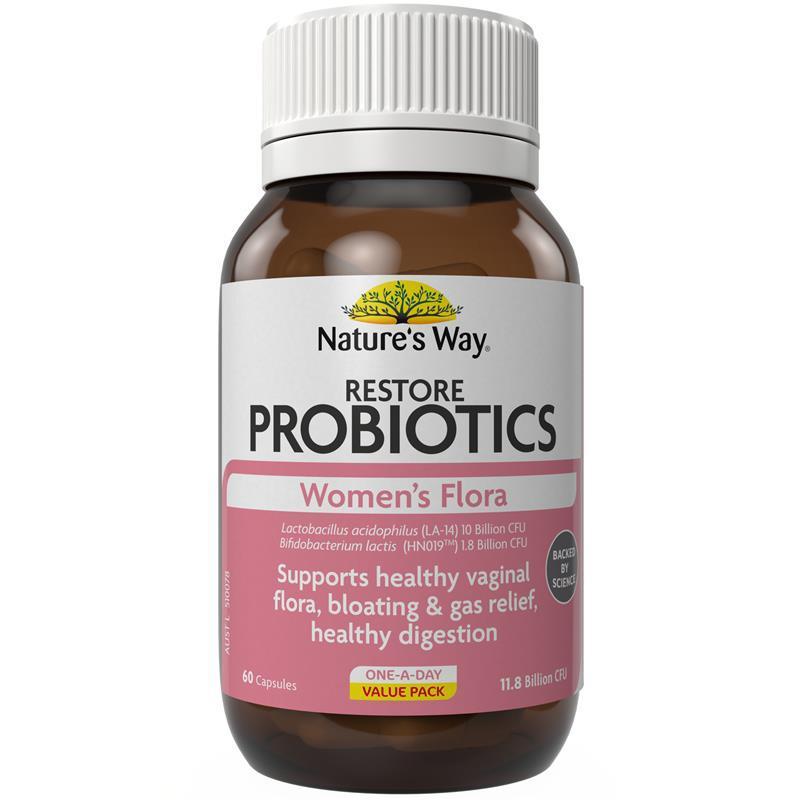 Nature's Way Restore Probiotics Women's Flora 60 Capsules Exclusive Size