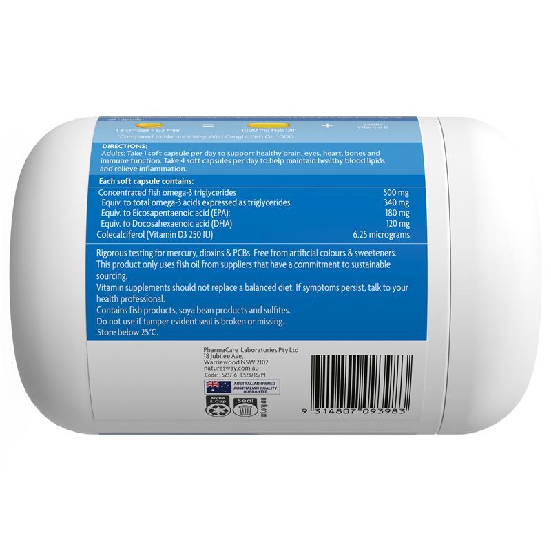 Nature's Way Omega + D3 400 Mini Capsules