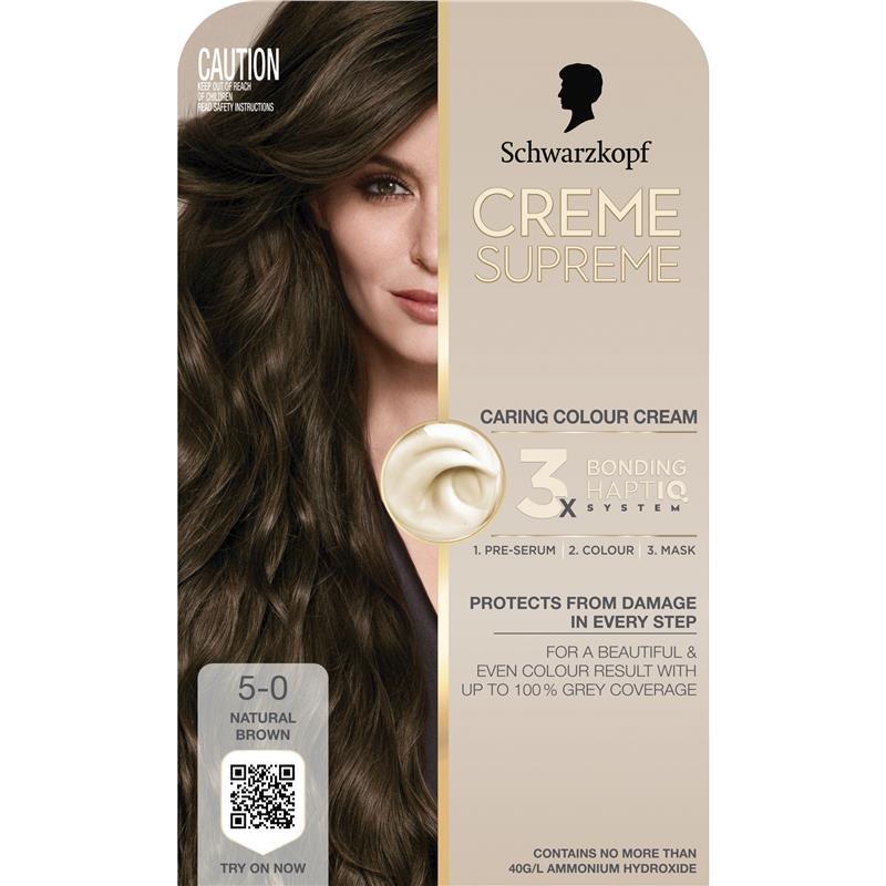 Schwarzkopf Creme Supreme Permanent Natural Brown Hair 5-0