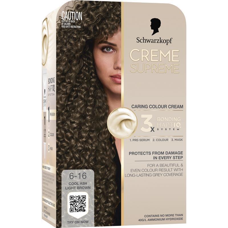 Schwarzkopf Creme Supreme Permanent Cool Ash Light Brown 6-16