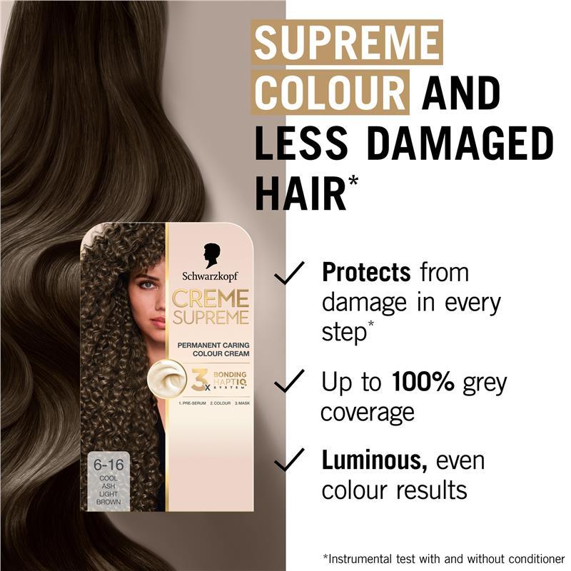 Schwarzkopf Creme Supreme Permanent Cool Ash Light Brown 6-16