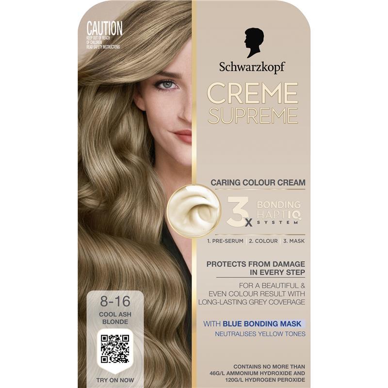 Schwarzkopf Creme Supreme Permanent Cool Ash Blonde 8-16
