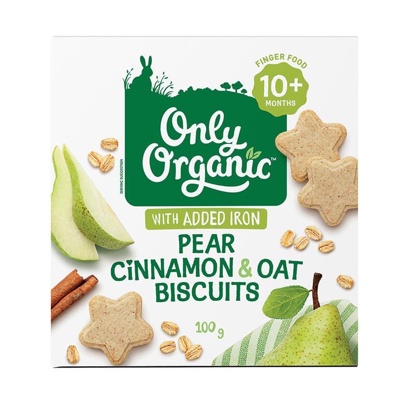 Only Organic Pear Cinnamon and Oat  Biscuits 100g