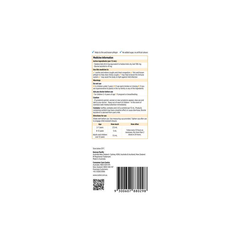 Buy Codral Kids Chesty Cough + Immunity Support 200mL online at Chemist ...