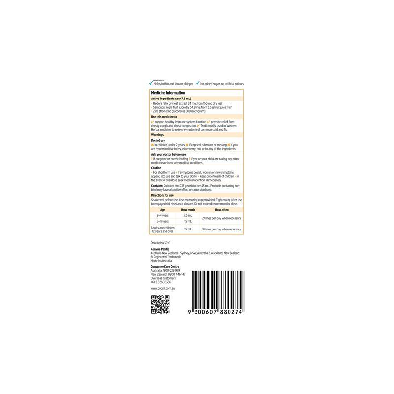Codral Kids Cold & Flu Cough + Immunity Support 200mL
