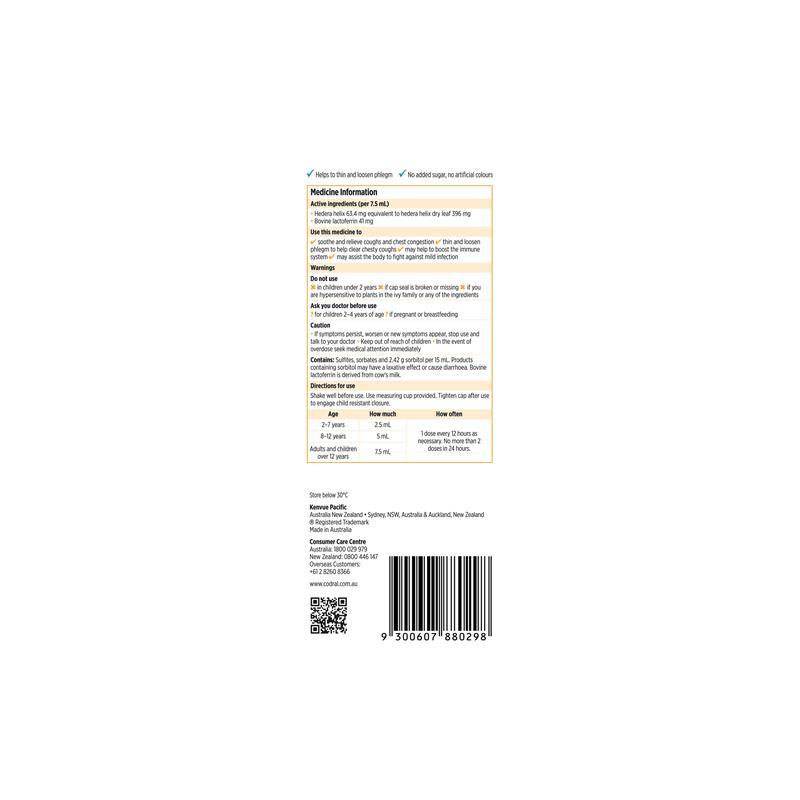 Codral Kids Cold & Flu Cough + Immunity Support 200mL