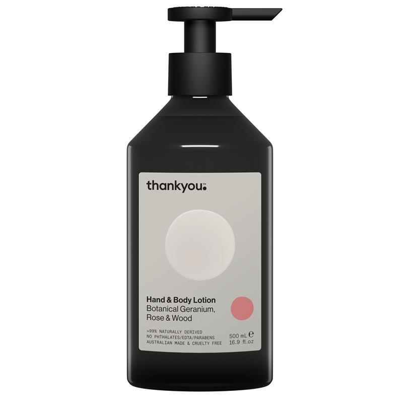 Thankyou Hand & Body Lotion Botanical Geranium Rose & Wood 500ml