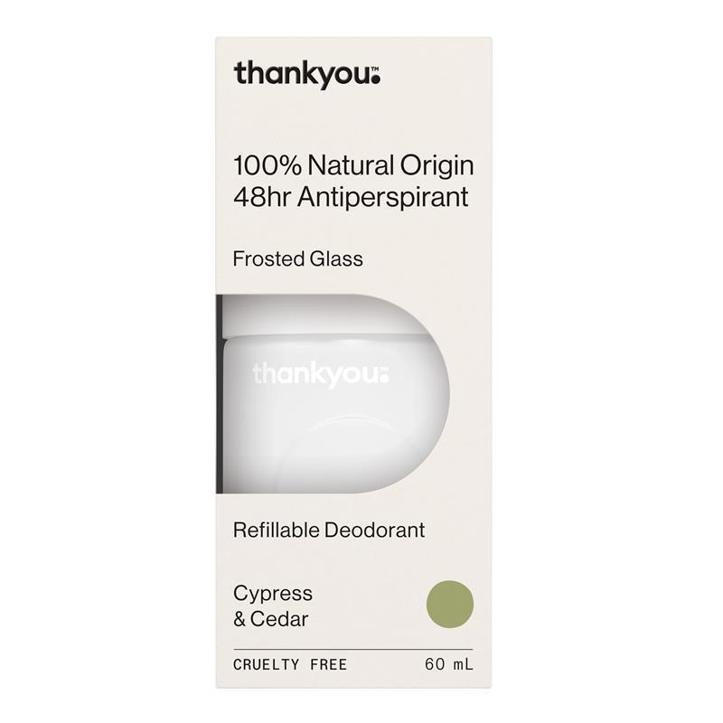Thankyou Antiperspirant Roll On Deodorant Cypress & Cedar Refillable 60ml