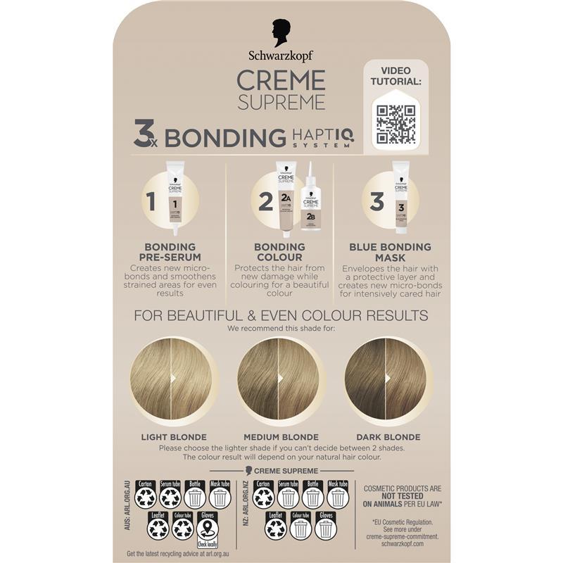 Schwarzkopf Creme Supreme Permanent Cool Ash Light Blonde 9-16