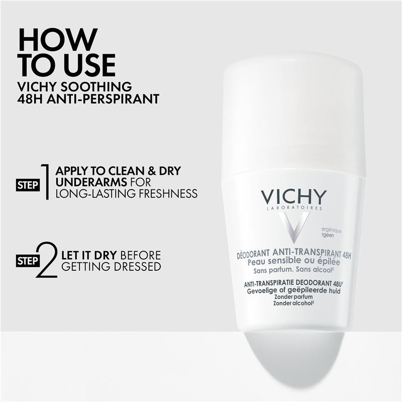 Vichy Antiperspirant Roll On 48hr Soothing 50ml