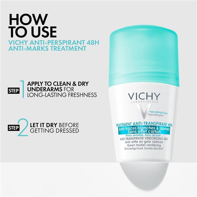 Vichy Antiperspirant Roll On 48hr No White Marks 50ml
