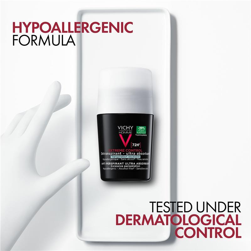 Vichy Men Antiperspirant Roll On 72hr Extreme Control 50ml