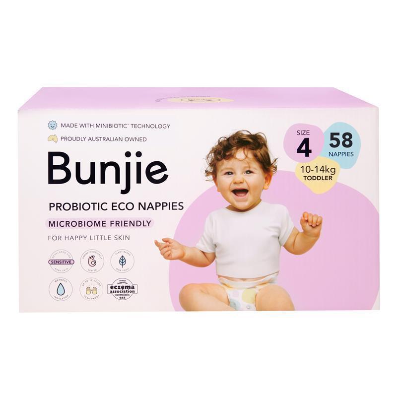 Bunjie Nappies Jumbo Size 4 Toddler 58 Pack
