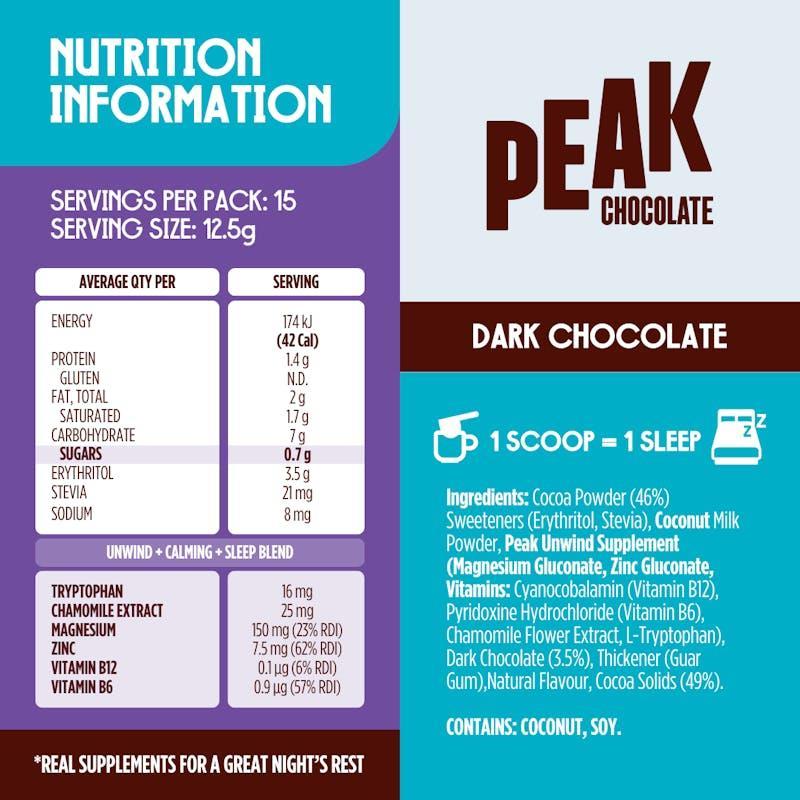 Peak Chocolate Sleepy Dark Hot Chocolate 187.5g