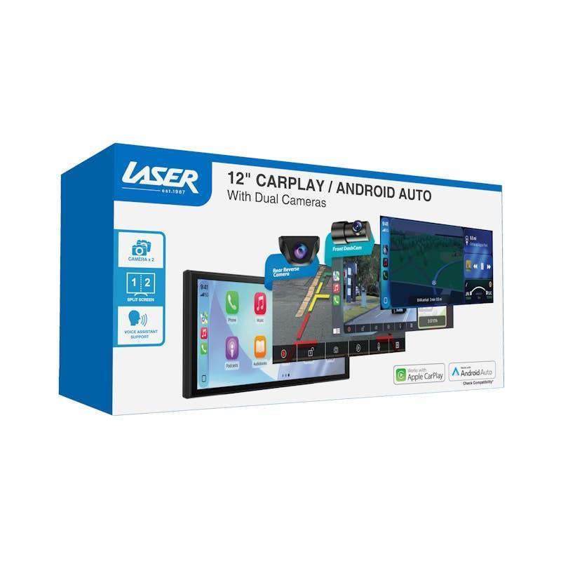 Laser 12-inch CarPlay Android Auto Dual Camera Black