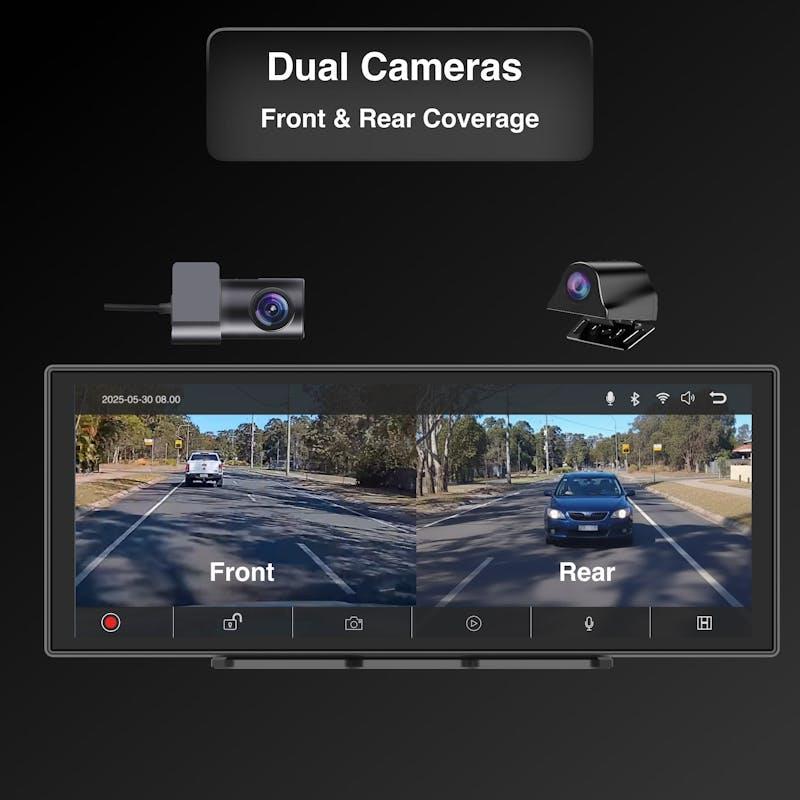 Laser 12-inch CarPlay Android Auto Dual Camera Black