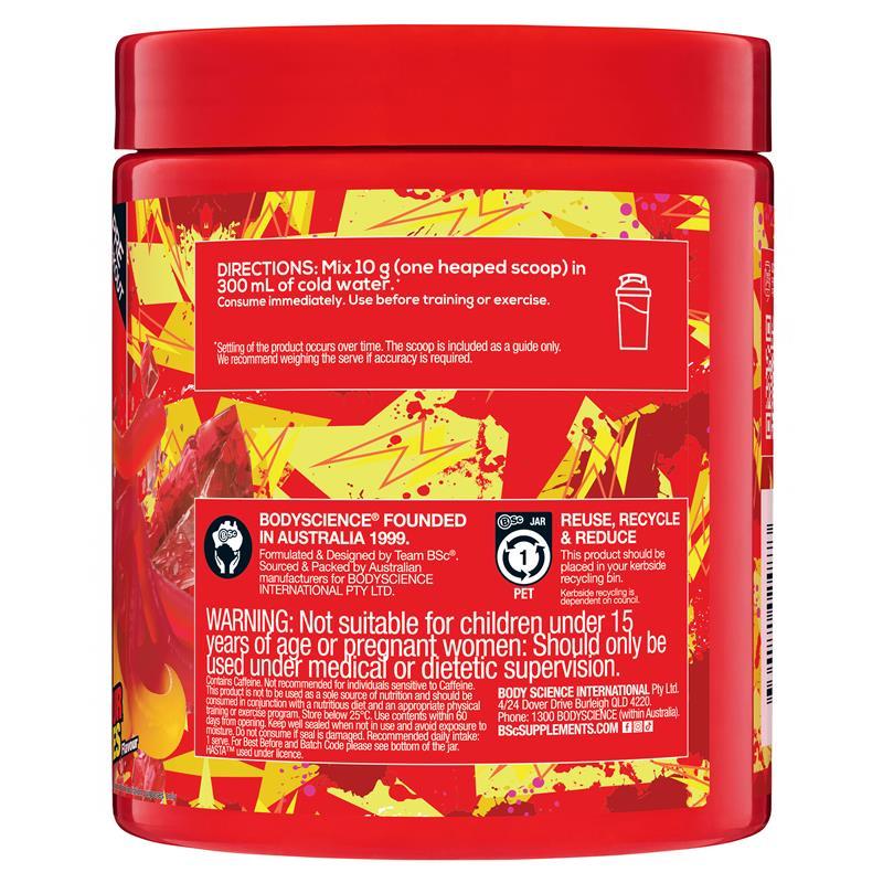 BSc PRE Caffeinated Pre-Workout Red Sour Snakes 300g