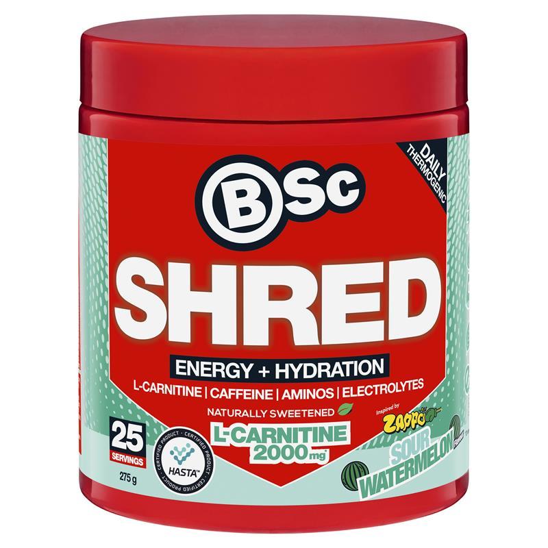 BSc Energy Shred + Hydration Powder Zappo Sour Watermelon 275g