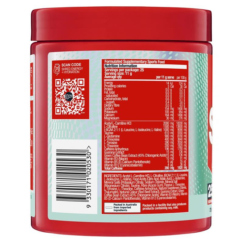 BSc Energy Shred + Hydration Powder Zappo Sour Watermelon 275g