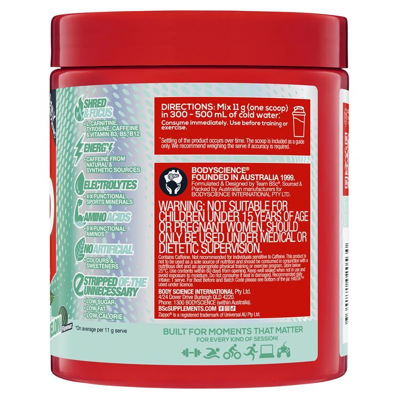 BSc Energy Shred + Hydration Powder Zappo Sour Watermelon 275g