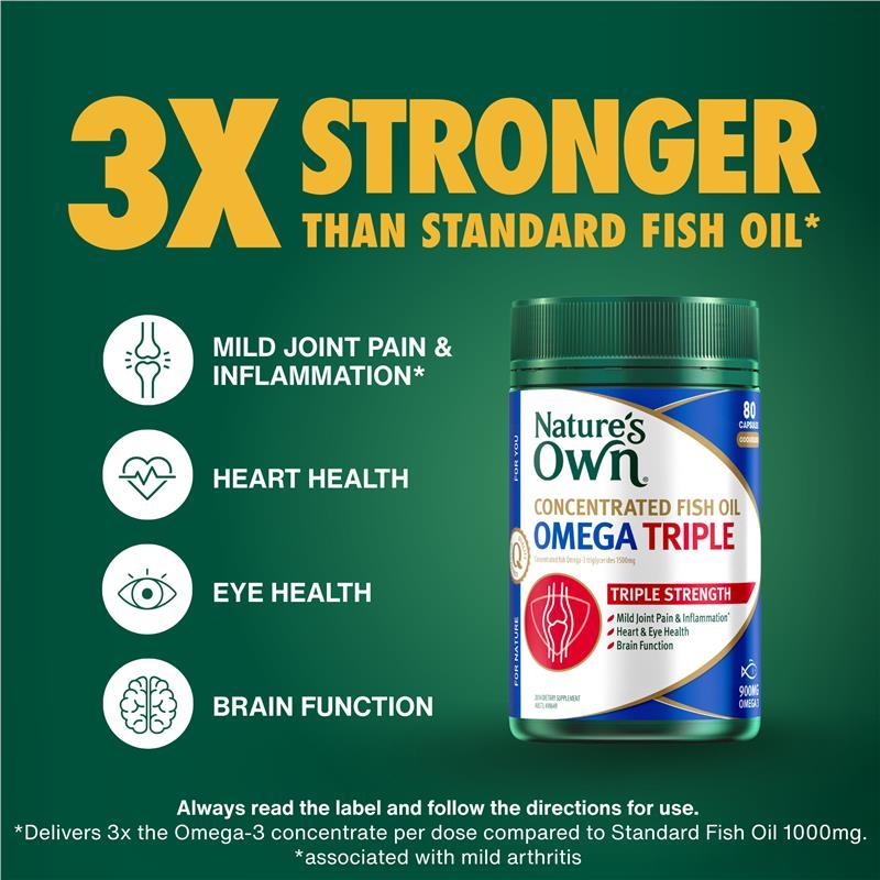 Nature's Own Concentrated Fish Oil Omega Triple 80 Capsules