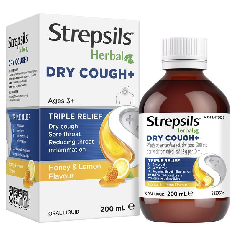 Strepsils Herbal Dry Cough+ Liquid 200mL